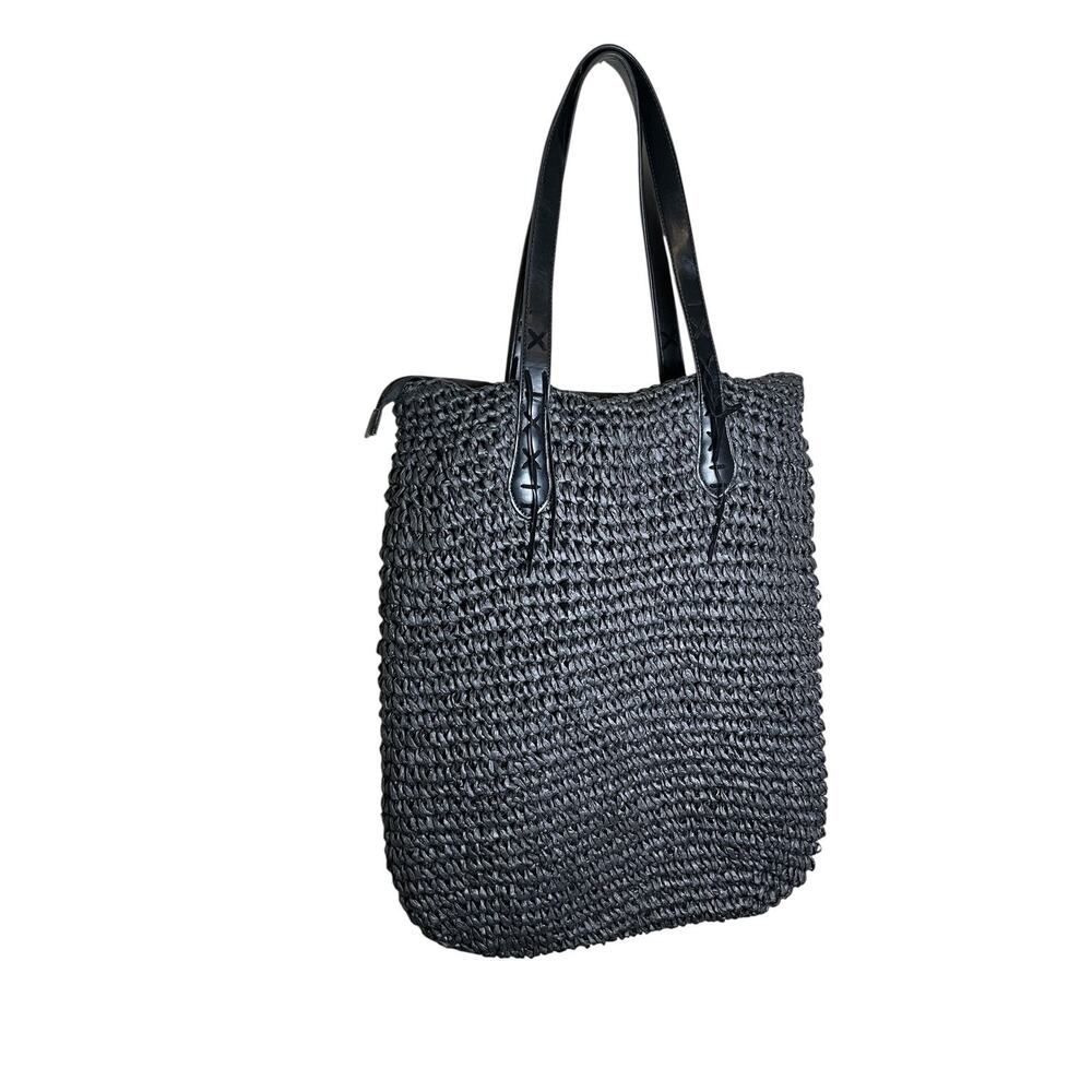 Black Woven Straw Boho Summer Handbag